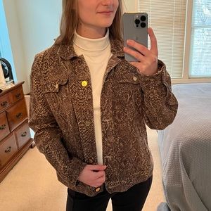 Vintage Chaps denim jean jacket with snake print